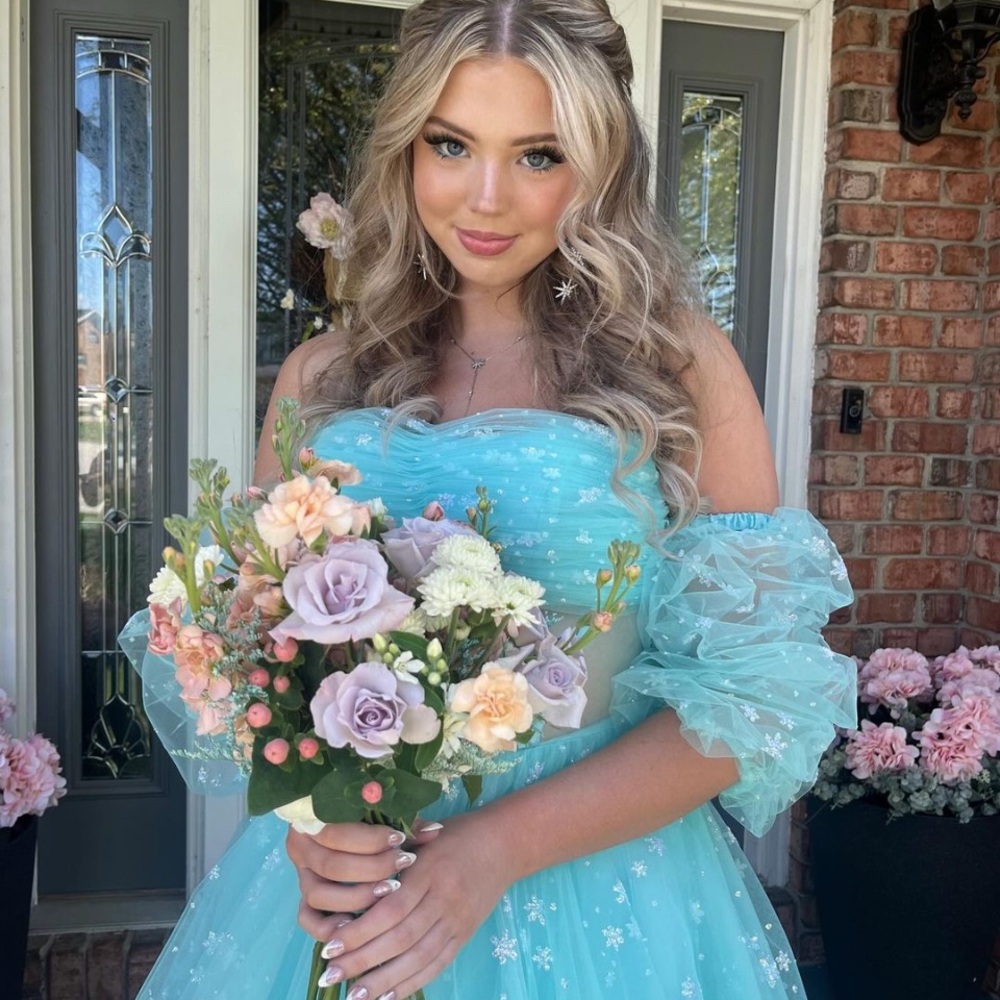 Rachel Allan Light Blue Prom Dress
